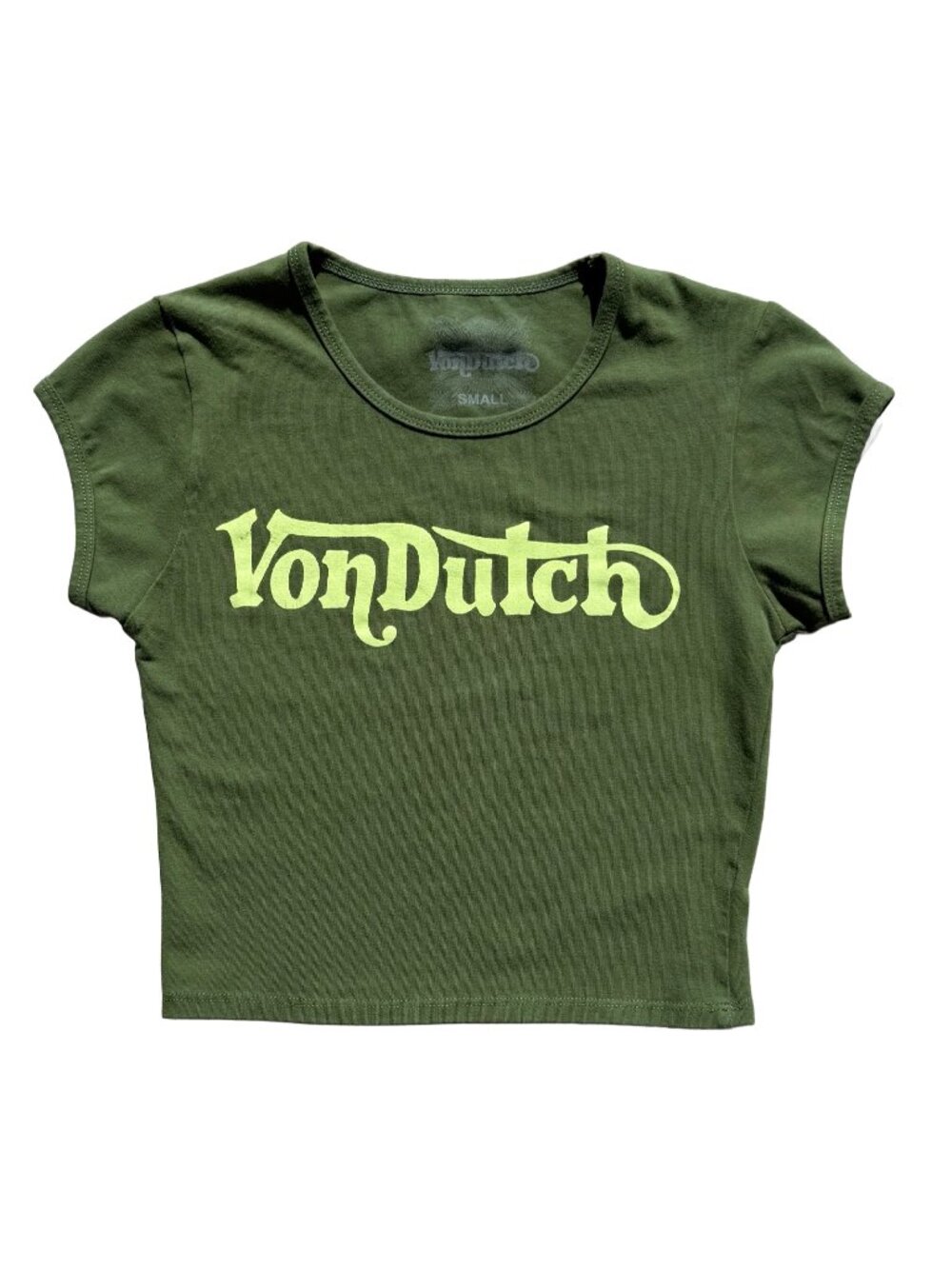 Von Dutch Olive Green Logo Baby Tee S